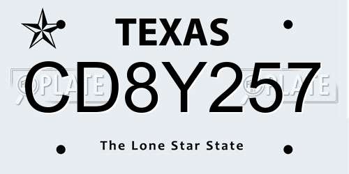 CD8Y257 Texas License Plate