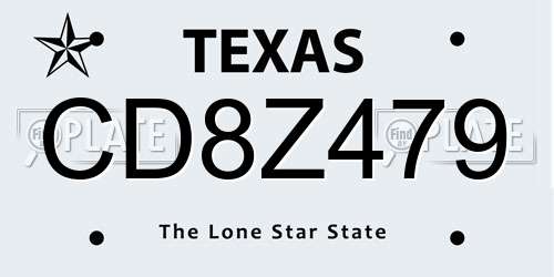 CD8Z479 Texas License Plate