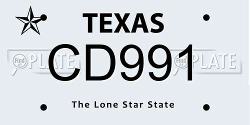 CD991 Texas License Plate