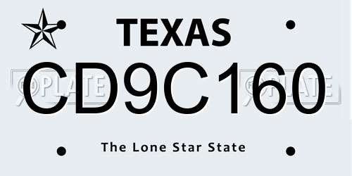 CD9C160 Texas License Plate