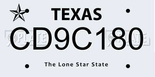 CD9C180 Texas License Plate