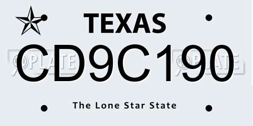 CD9C190 Texas License Plate