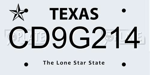 CD9G214 Texas License Plate