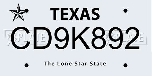 CD9K892 Texas License Plate