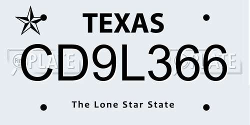 CD9L366 Texas License Plate
