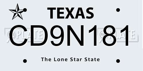 CD9N181 Texas License Plate