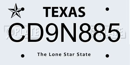 CD9N885 Texas License Plate