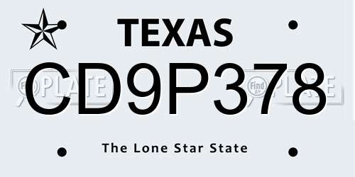 CD9P378 Texas License Plate