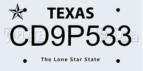 CD9P533 Texas License Plate