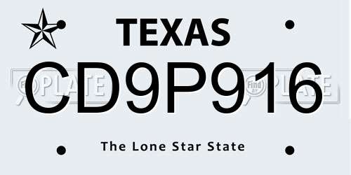 CD9P916 Texas License Plate