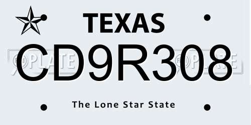 CD9R308 Texas License Plate