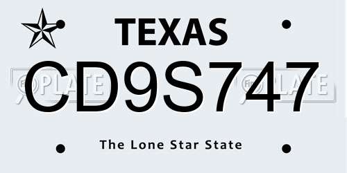 CD9S747 Texas License Plate