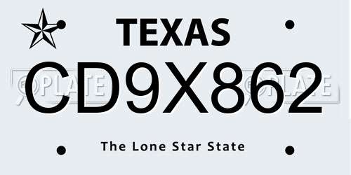 CD9X862 Texas License Plate