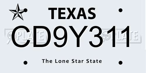 CD9Y311 Texas License Plate