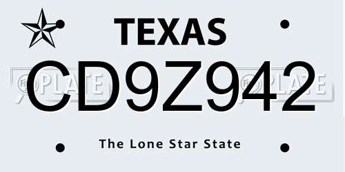 CD9Z942 Texas License Plate