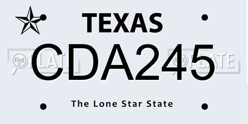 CDA245 Texas License Plate