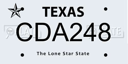 CDA248 Texas License Plate
