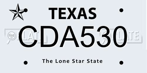 CDA530 Texas License Plate