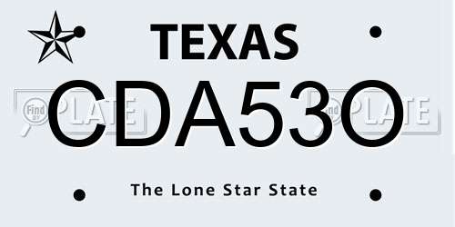 CDA53O Texas License Plate