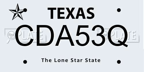 CDA53Q Texas License Plate