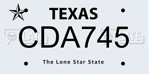 CDA745 Texas License Plate