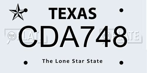 CDA748 Texas License Plate
