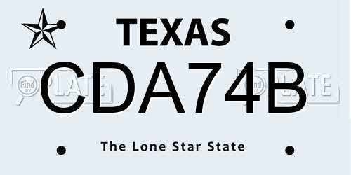 CDA74B Texas License Plate