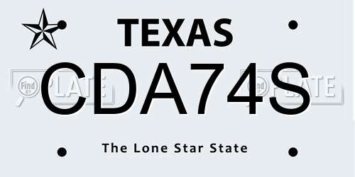 CDA74S Texas License Plate