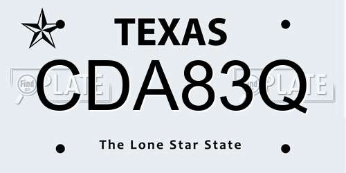 CDA83Q Texas License Plate