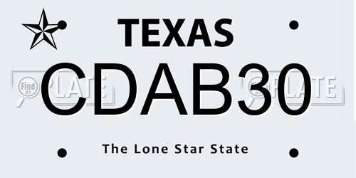 CDAB30 Texas License Plate