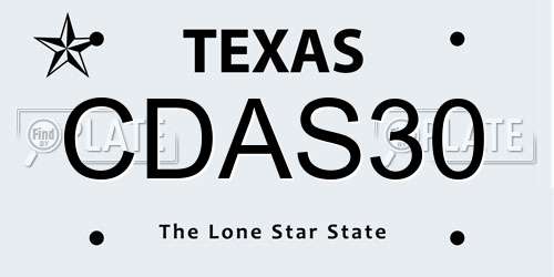 CDAS30 Texas License Plate