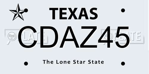 CDAZ45 Texas License Plate