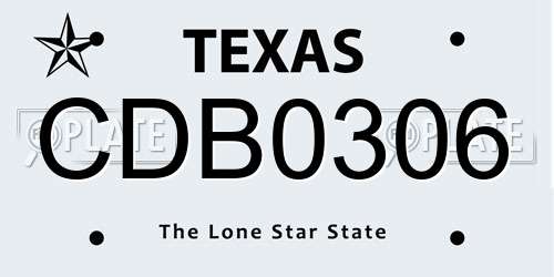 CDB0306 Texas License Plate