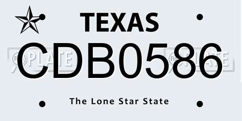 CDB0586 Texas License Plate
