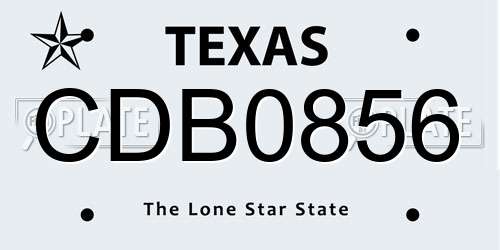 CDB0856 Texas License Plate