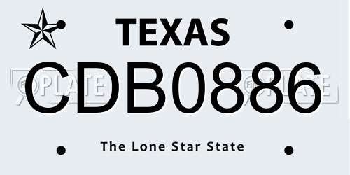 CDB0886 Texas License Plate