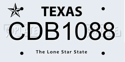 CDB1088 Texas License Plate