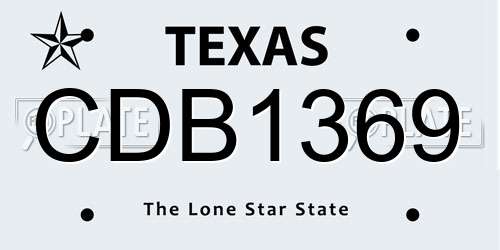 CDB1369 Texas License Plate