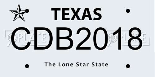 CDB2018 Texas License Plate