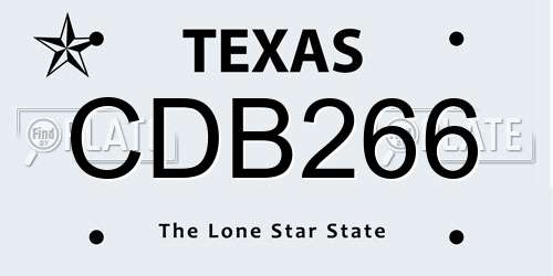 CDB266 Texas License Plate