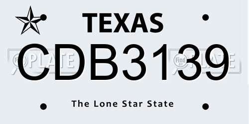 CDB3139 Texas License Plate
