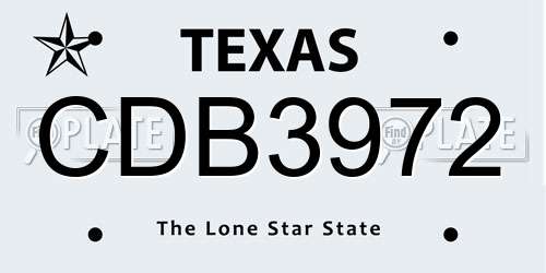 CDB3972 Texas License Plate