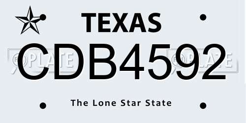 CDB4592 Texas License Plate