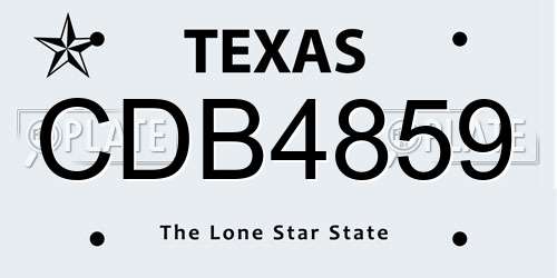 CDB4859 Texas License Plate
