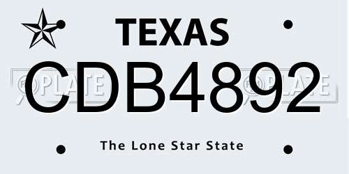 CDB4892 Texas License Plate