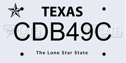 CDB49C Texas License Plate