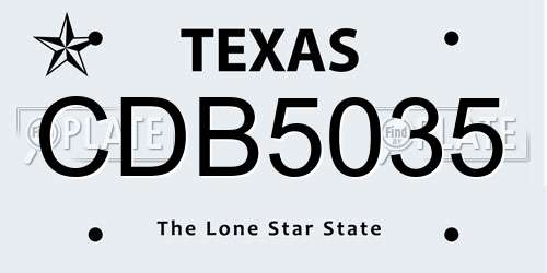 CDB5035 Texas License Plate