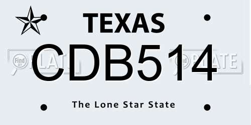 CDB514 Texas License Plate