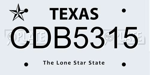 CDB5315 Texas License Plate