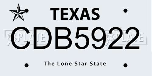 CDB5922 Texas License Plate